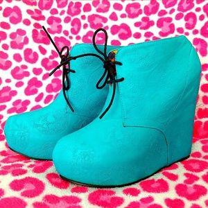 Iron Fist Sugar Skull Wedge Booties